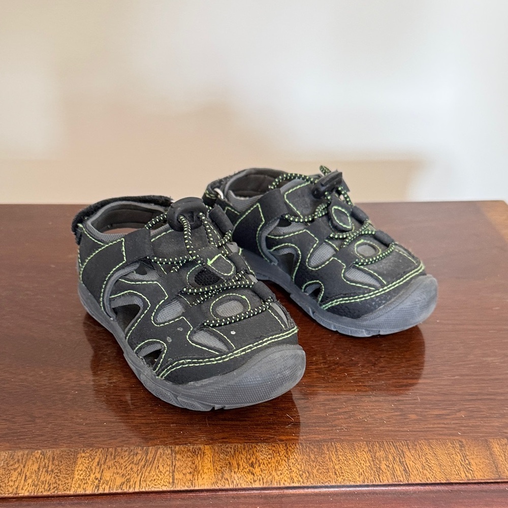 Kids Black and Green Sandals